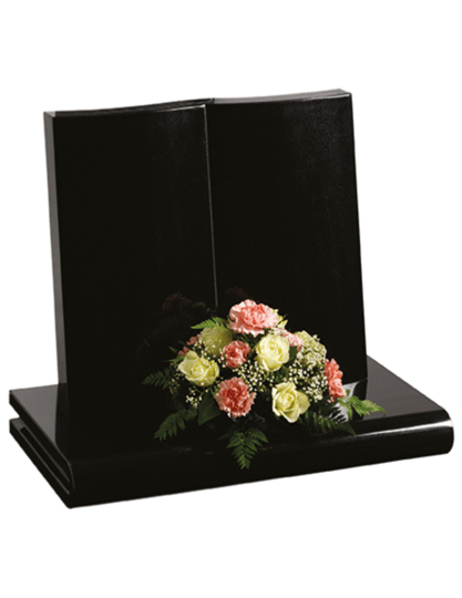 This striking design combines a stylish 'paperback' appearance with secure fixing. Shown here in Black granite.