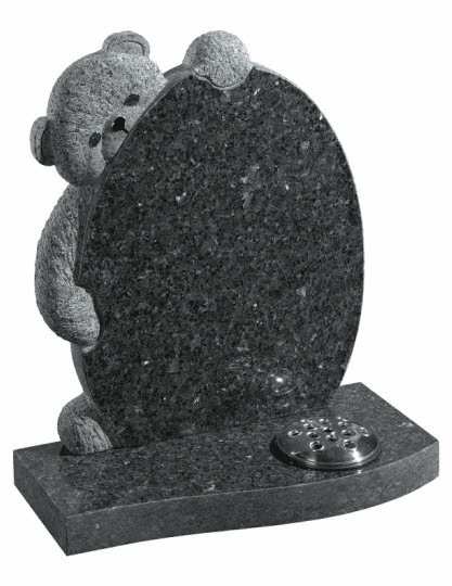 Classic and endearing "Bentley Bear" hand carved in Blue Pearl granite.