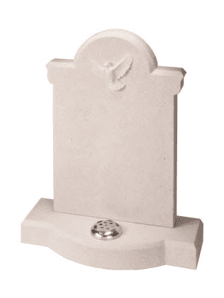This dove of peace is carved from a solid slab of Crown stone with architectural design features and bow fronted base.