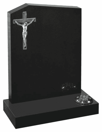 Crucifix design on Black granite with an off-set peon top.