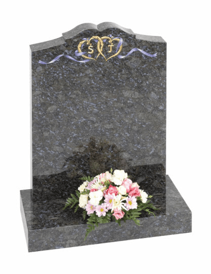 On this Butterfly Blue Granite headstone your loved ones initials are forever entwined in the centre of these jewellery influenced hearts.