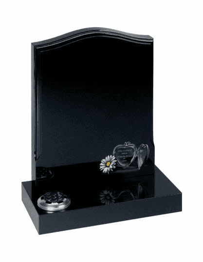Loving sentiments or a loved ones photo can be placed within the "locket" to further personalise the exquisite design. All polished Black granite.