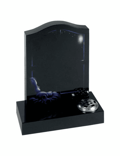 Whilst our children sleep they are remembered with a lullaby influenced design. Shown here in polished Black granite.
