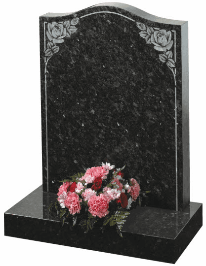 Classic ogee top with shaded roses on Emerald Pearl granite.