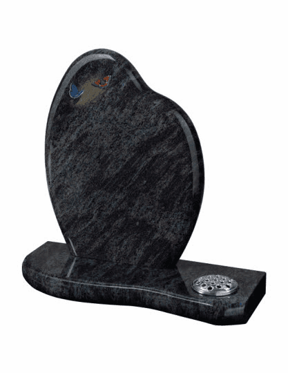 The polished, rounded form resembles stones from the seashore. Shown here in Lavender Blue granite.