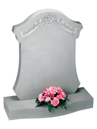 A deep carved floral design is used to great effect on this imaginatively shaped Serena stone memorial.