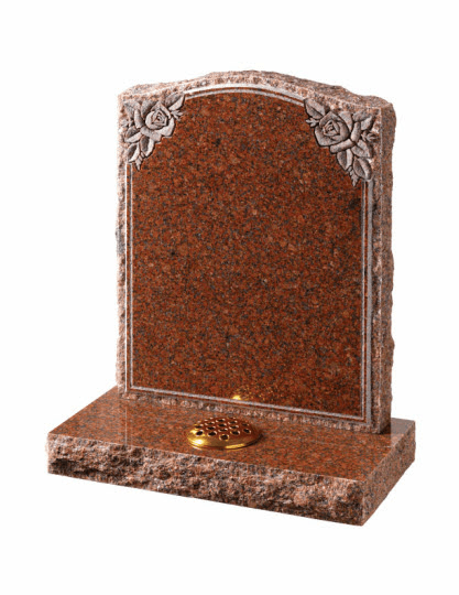 Shown on Ruby Red granite, the Witham features natural looking pitched edges with roses either top or bottom.