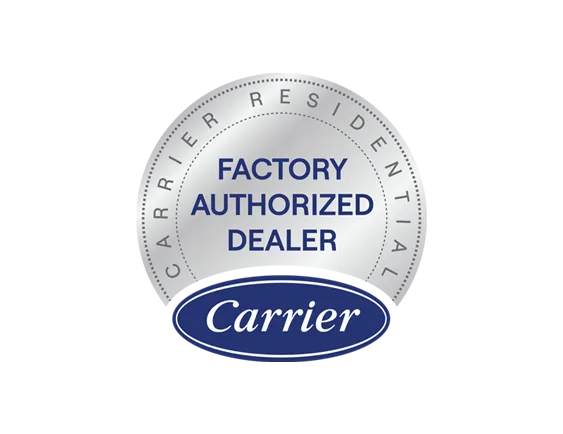 A carrier factory authorized dealer logo on a white background