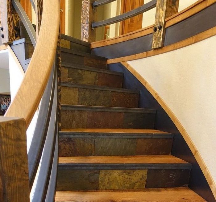 a set of stairs leading up to a second floor