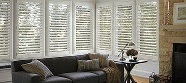 Living Room with Shutters - Raymonde Draperies and Window Coverings in San Diego, CA