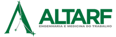 Logo verde para Altarf Engenharia e Medicina do Trabalho, apresentando um ícone estilizado da letra 'A' com um padrão de constelação.