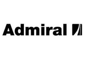 A black and white logo for admiral on a white background.