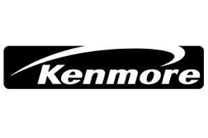 A black and white logo for kenmore on a white background.