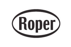 A black and white logo for a company called roper.