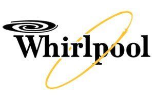 A whirlpool logo with a yellow circle around it