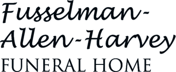 "Fusselman-Allen-Harvey Funeral Home" in black script text.