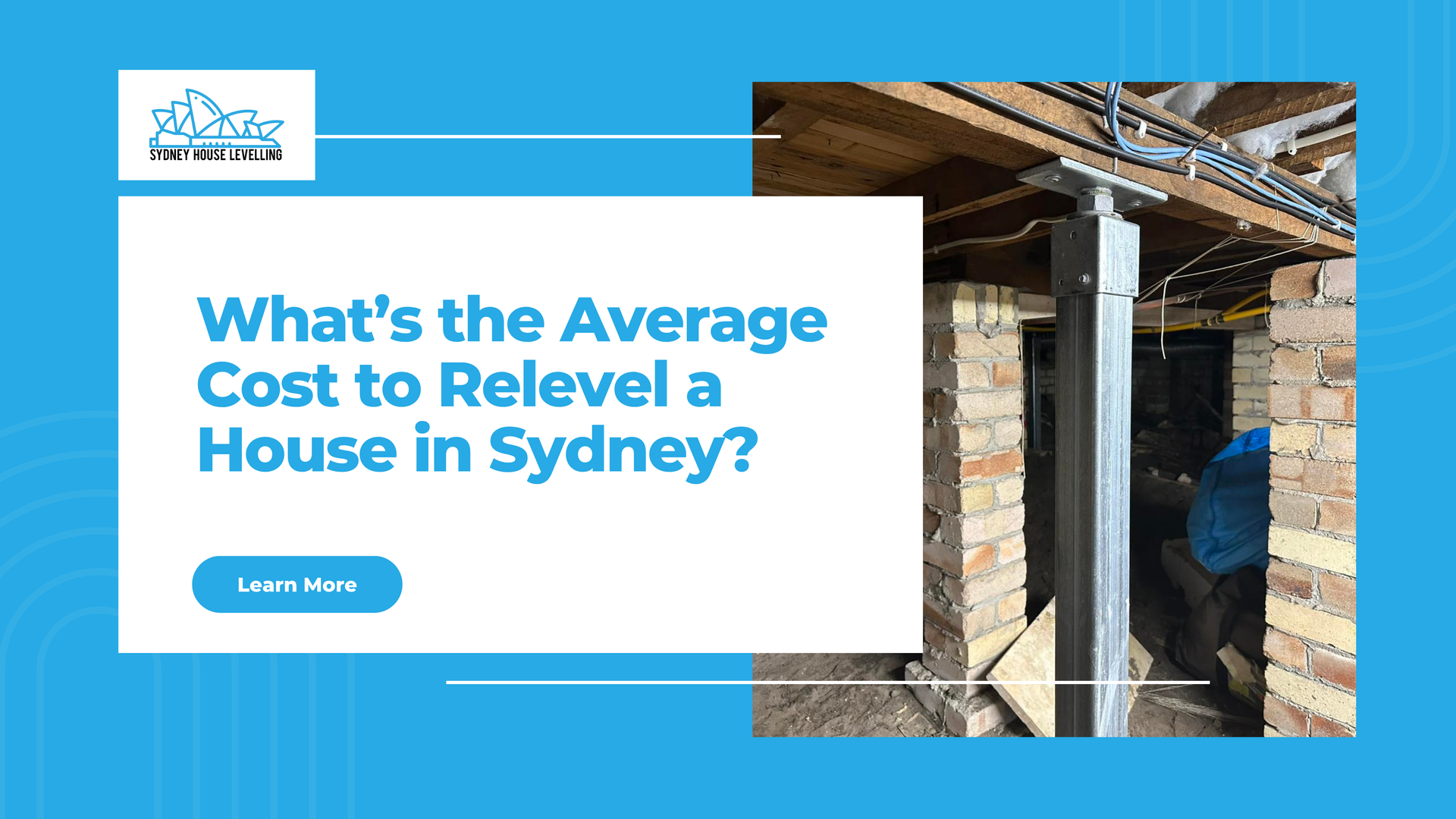 A wooden beam is sitting on top of a metal post in a basement.