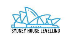 A blue and white logo for sydney house levelling