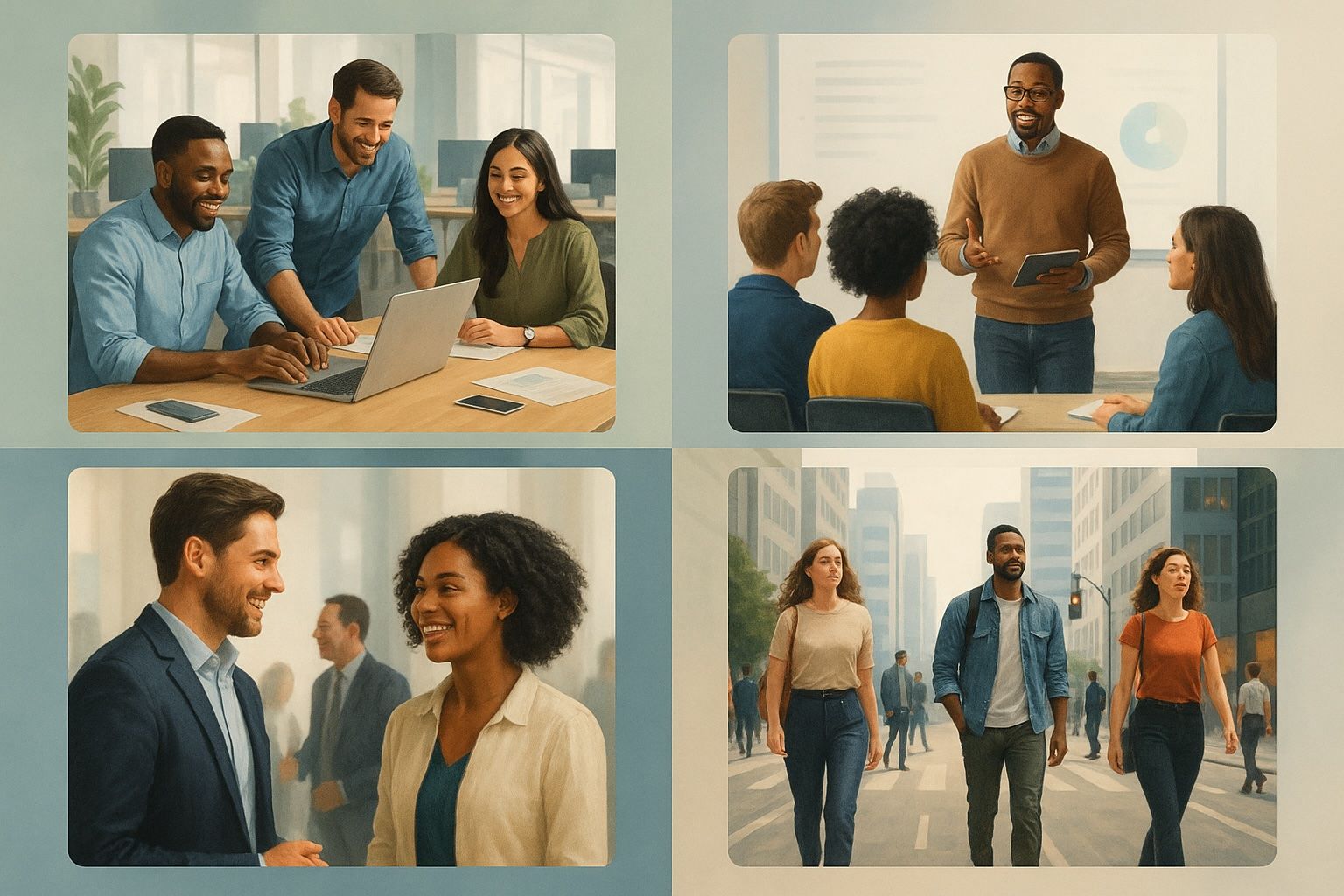 Pessoas se relacionando profissionalmente