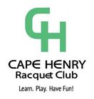 Logo for Cape Henry Racquet Club: green "CH" letters above text and tagline.