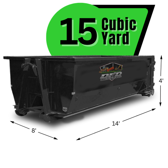 dumpster with texts and graphics