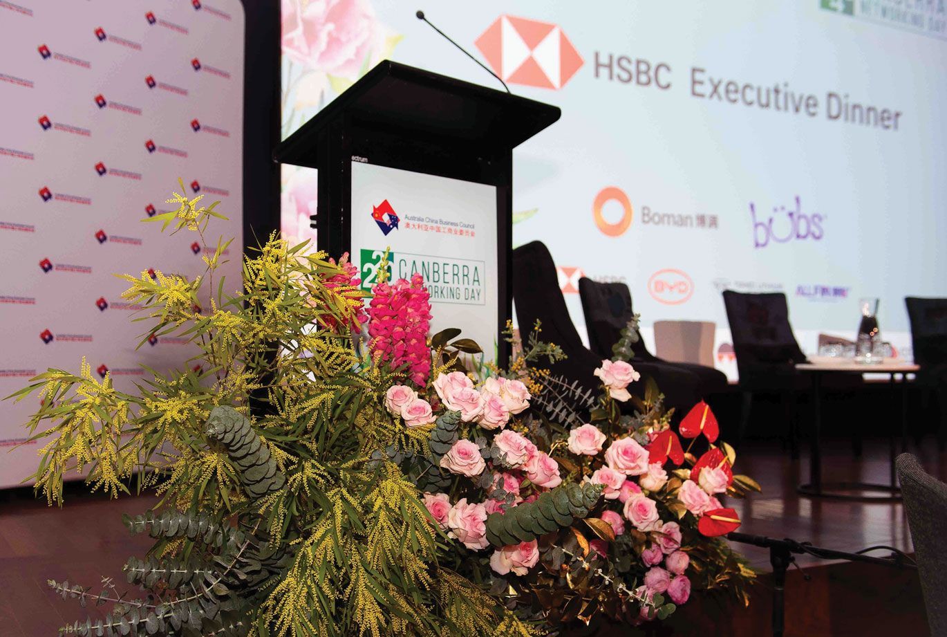 business council event branding design Canberra theme design podium banner