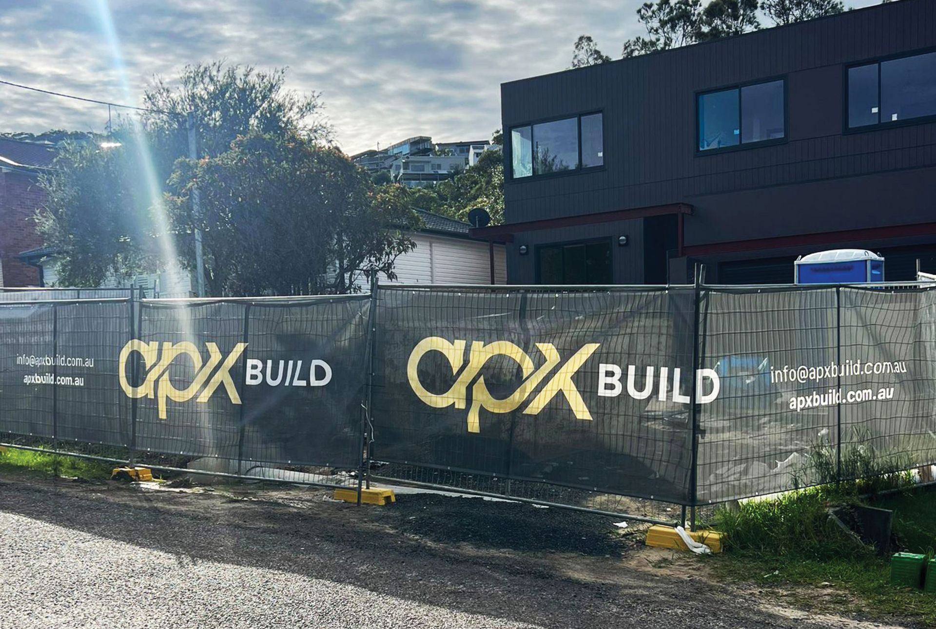 apx build, construction mesh banner, logo and brand