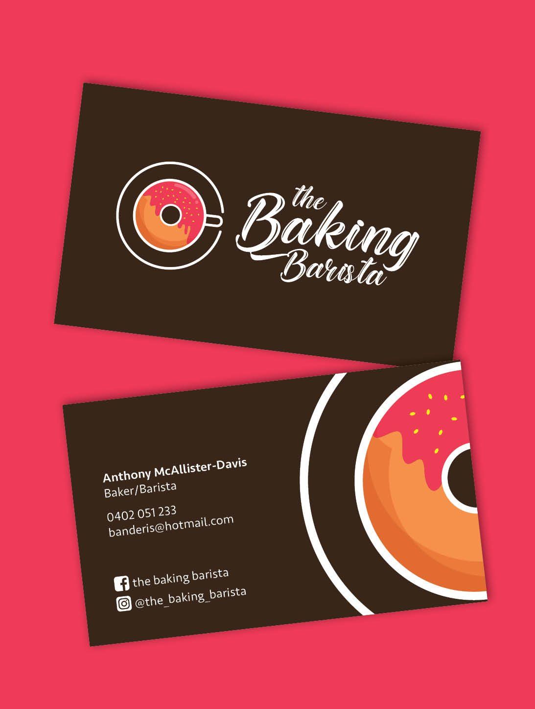 Sydney graphic design business, logo design, the baking barista, business card design, business card printing, cakes Sydney