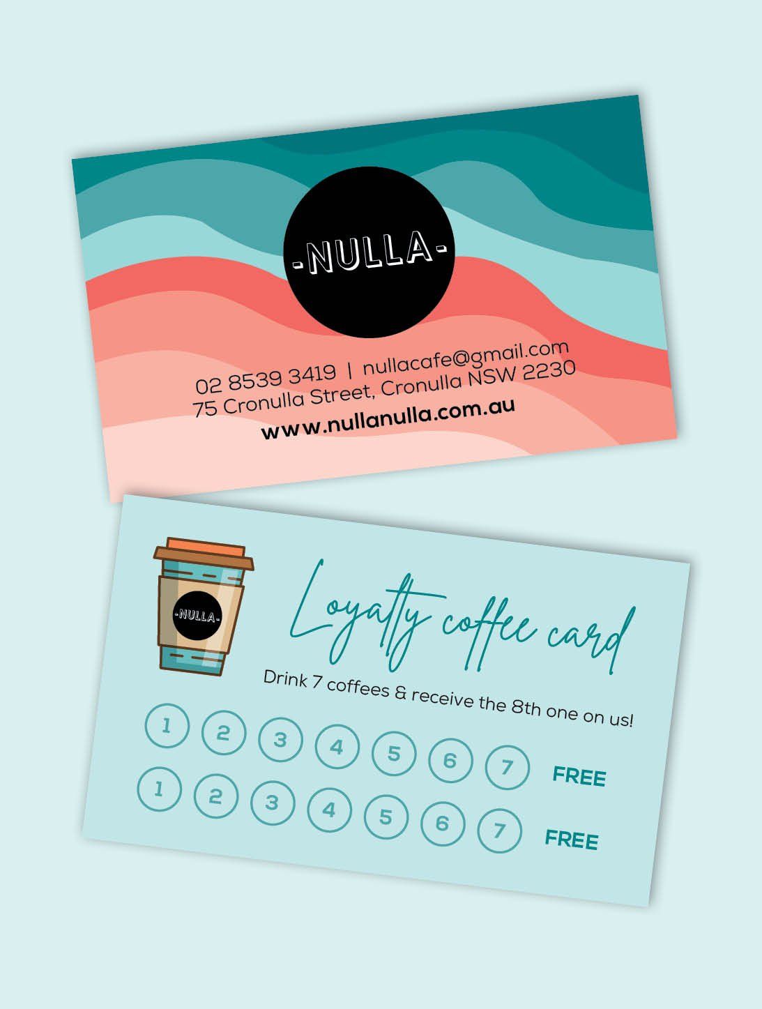 Sydney graphic design business, cafe design, business card design, stationery design, coffee cards, cafe card Sydney