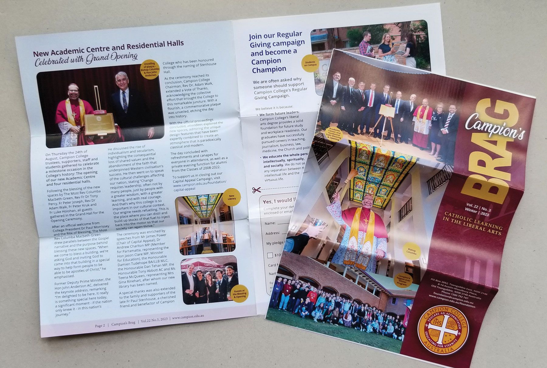 campion college, newsletter design