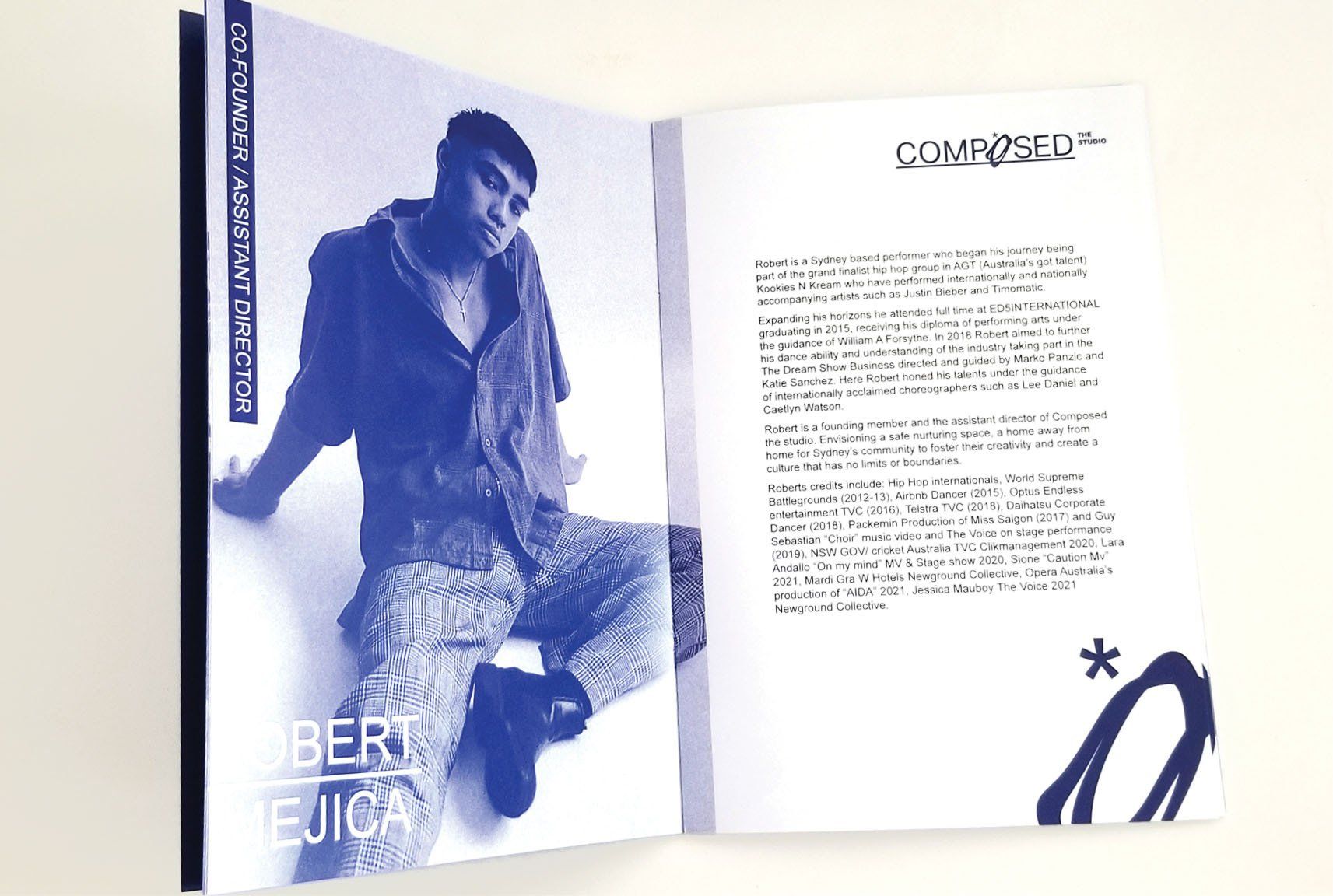 Sydney graphic design business, graphic design, a5 printed booklet, a5 printing Sydney, dance booklet, composed dance