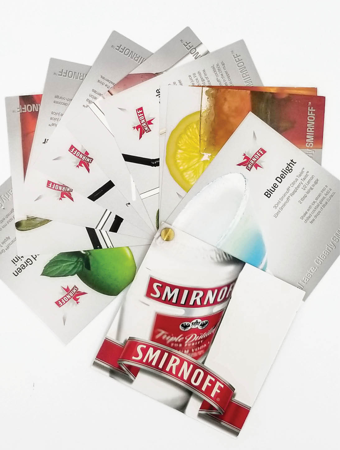 Sydney graphic design, corporate design, Smirnoff cocktail, cocktail flip booklet, Smirnoff cocktails