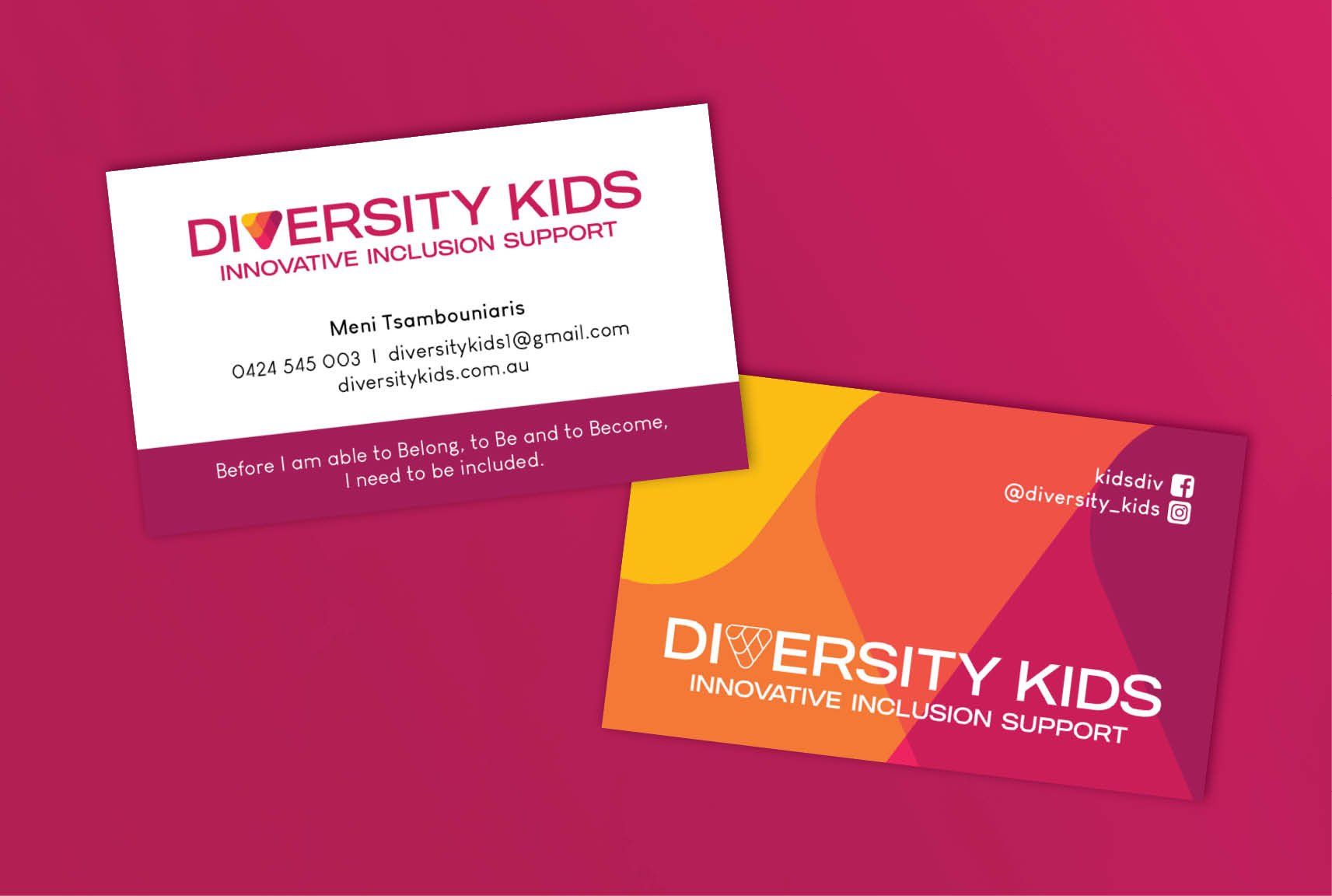 diversity kids, custom logo design, Sydney graphic design business, Sydney small business, business card design