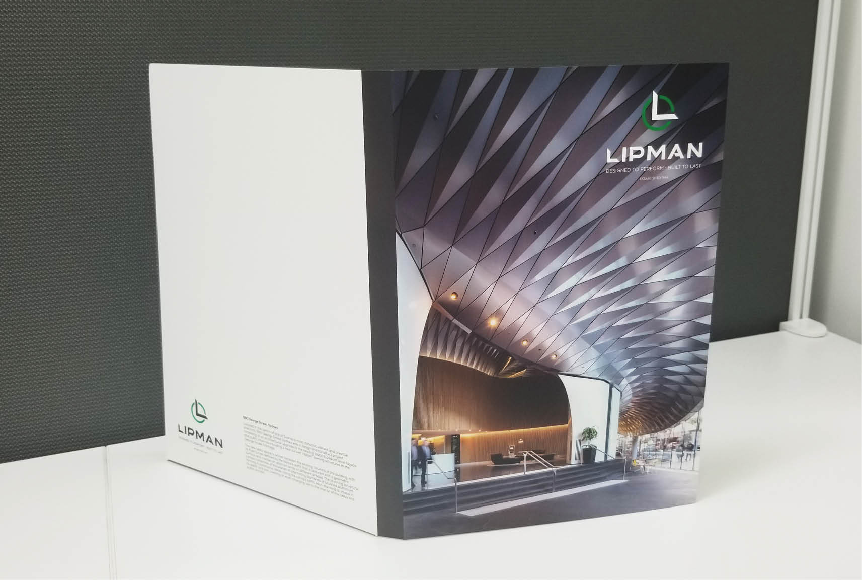 Sydney graphic design business, presentation folder design, presentation folder printing, Lipman, corporate graphic design