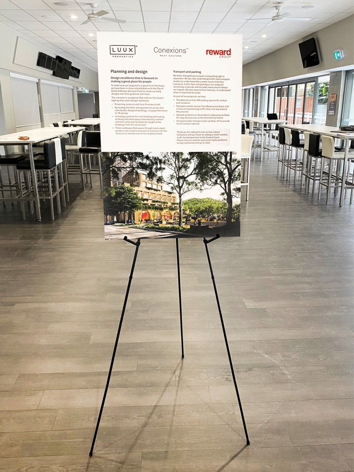 Sydney graphic design business, Sydney print supplier, luux, presentation board, community event display