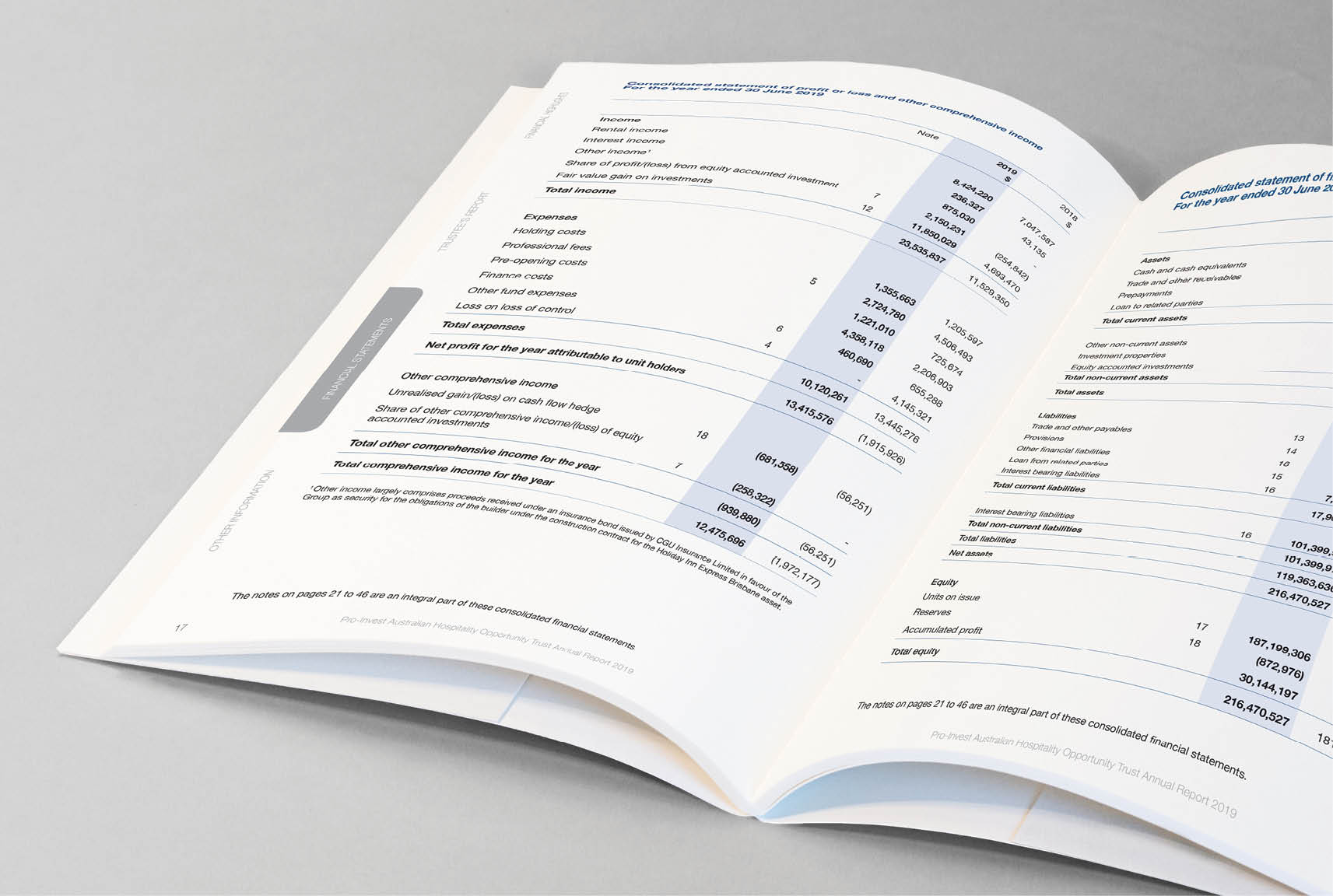 Sydney graphic design business, annual report, financial report, a4 document design, pro-invest annual report