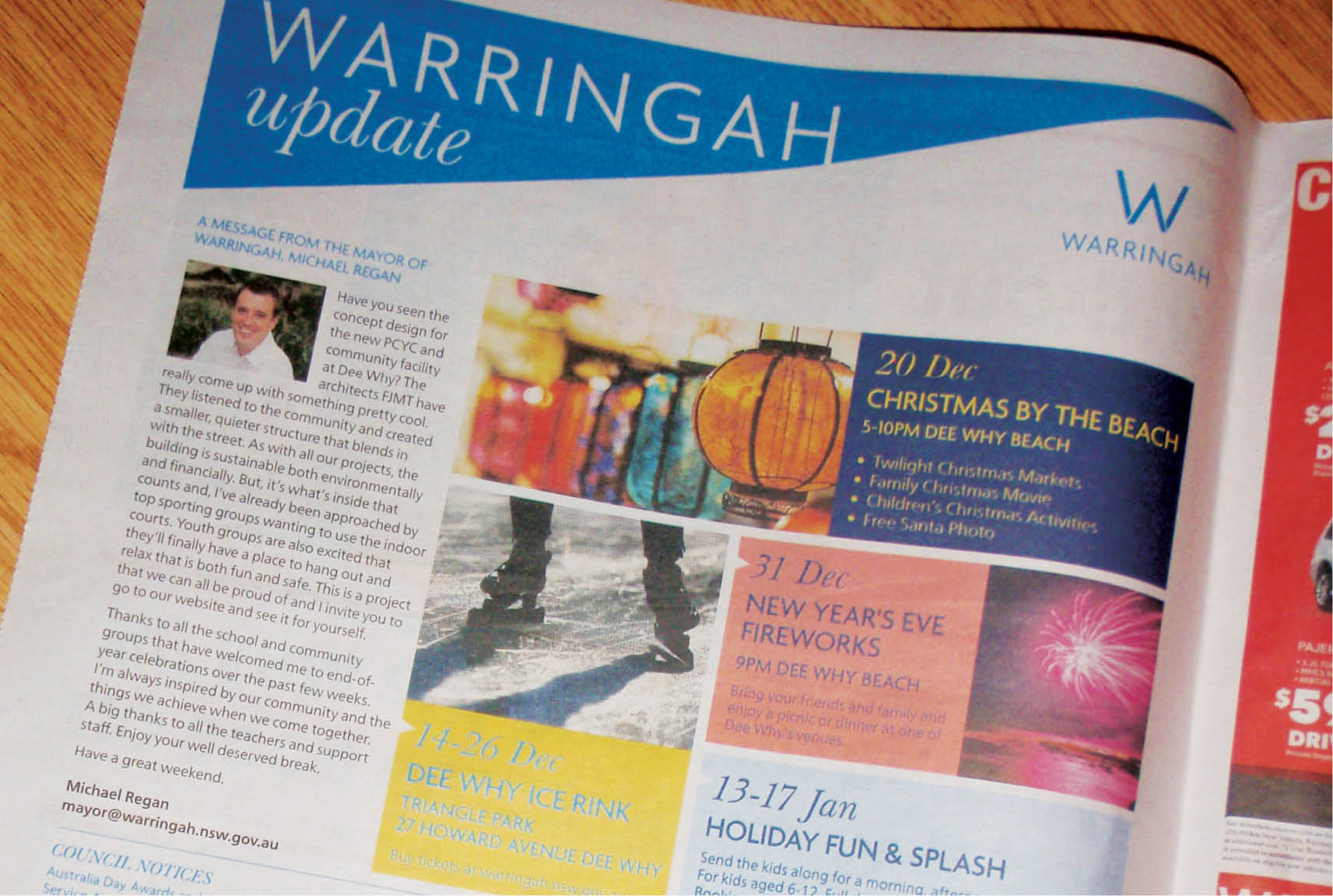 Sydney corporate graphic design, branding design, council design, newspaper ad design, local paper advert northern beaches