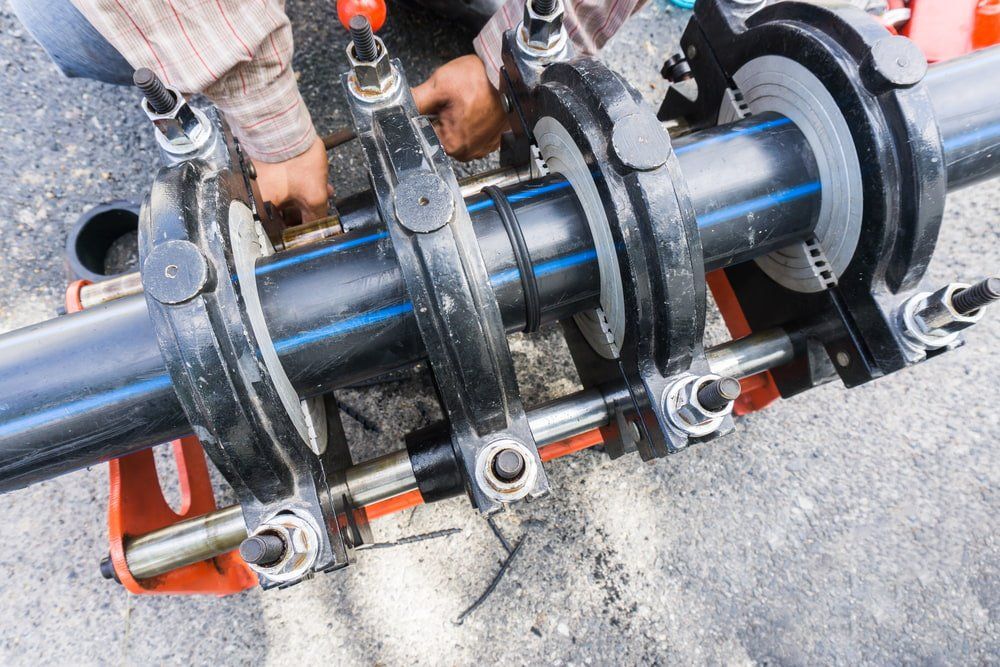 PE Pipe Welding Connecting Water Pipe In The Plant — Labour Hire Specialists In Mackay, QLD