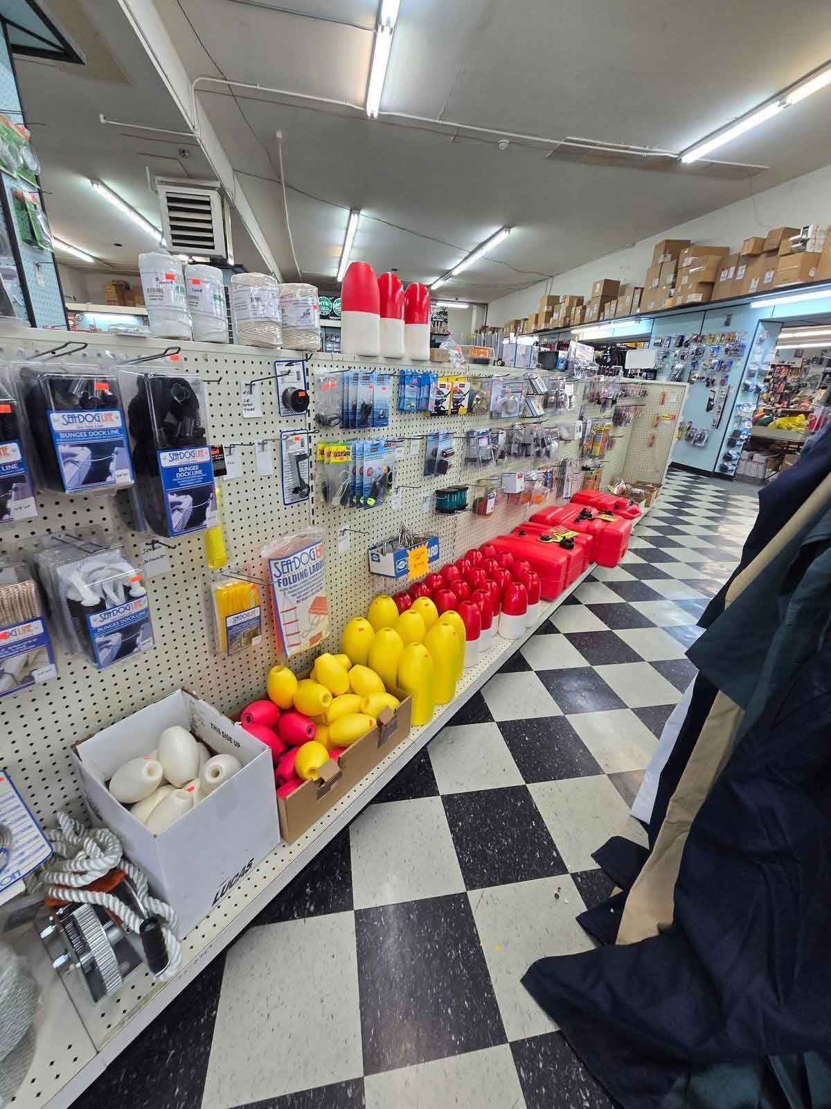 The inside of a hardware store filled with lots of products.