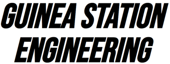 A black and white logo for guinea station engineering