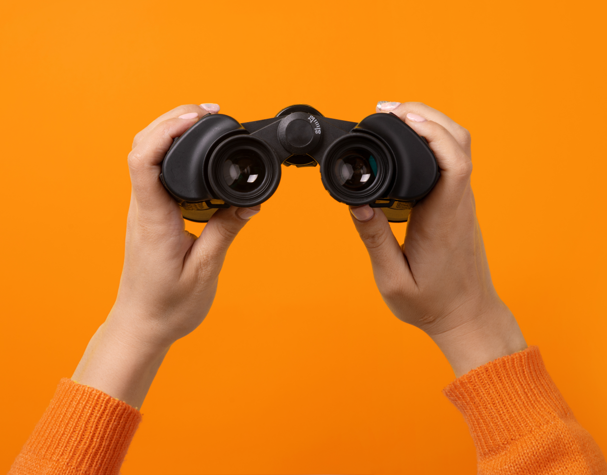 A person is holding a pair of binoculars in their hands.