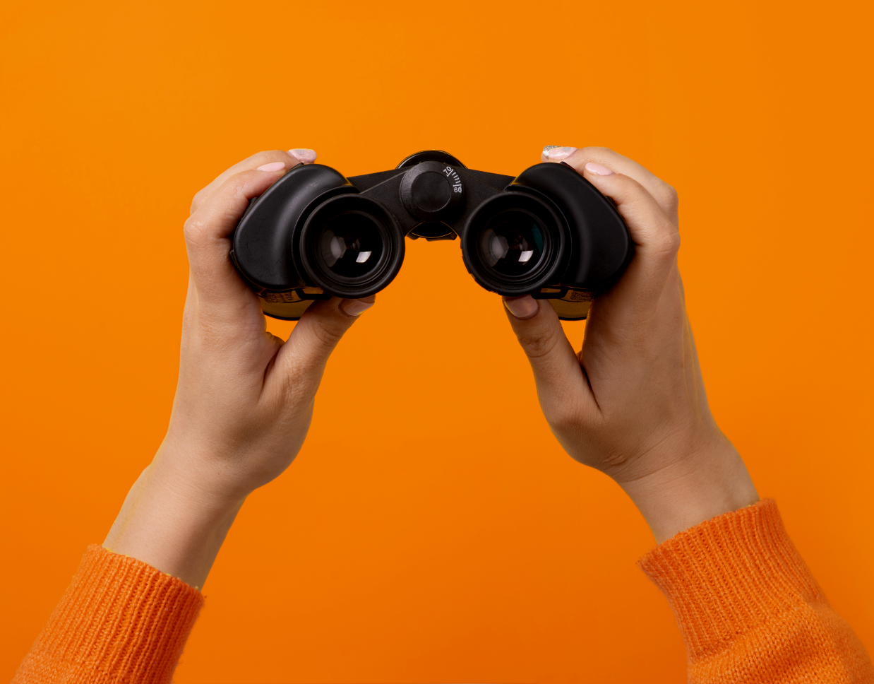 A person is holding a pair of binoculars in their hands.