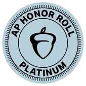 The logo for ap honor roll platinum with an acorn in the center.
