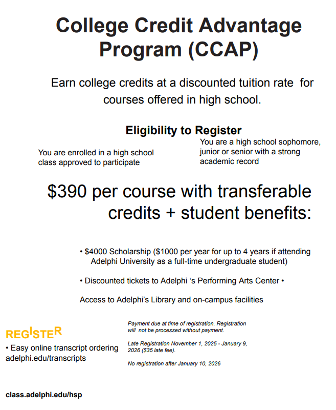 College Credit Advantage Program CCAP Eligibility Document