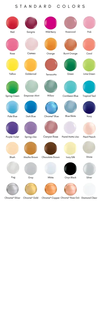 Color chart showing a variety of colors arranged in rows and columns.