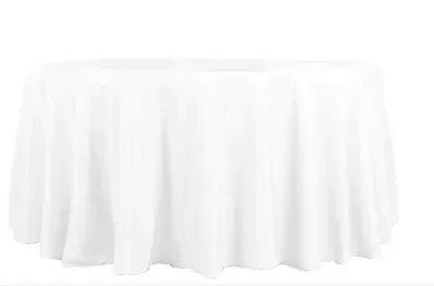 White round tablecloth covering a table.