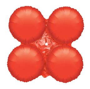Four connected red, round balloons.