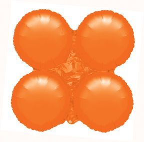 Four connected orange round balloons.