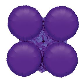 Four purple round balloons arranged in a square, held together by a purple base.