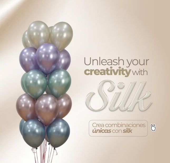 Bouquet of pearlized balloons in various colors with 